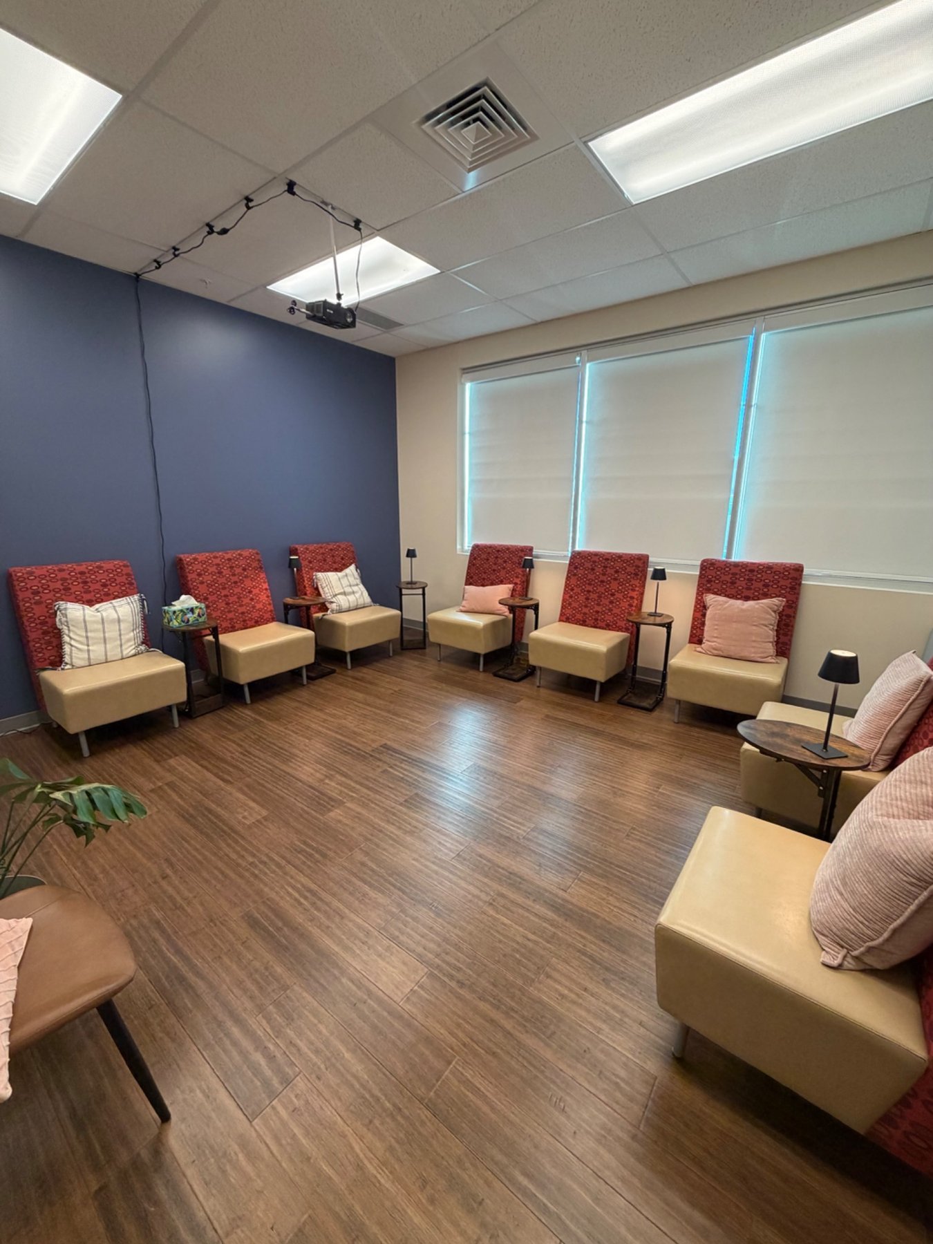 Group room with chairs arranged for a workshop at ABCounseling Group